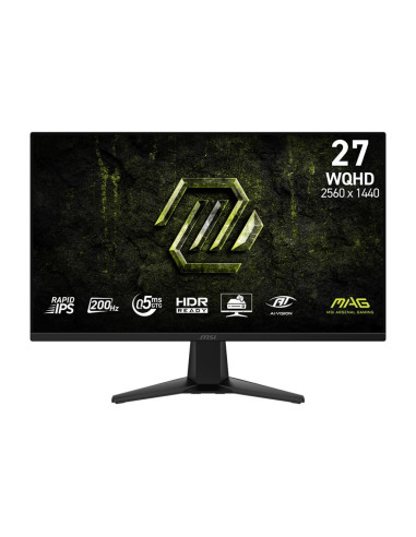 LCD Monitor, MSI, 27 ", 2560 x 1440 pixels, Wide Quad HD, Native aspect ratio 16:9, LCD, Flat, MAG275QFE20