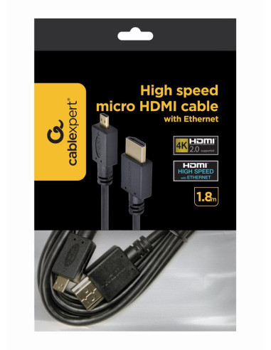 CABLE HDMI-MICRO HDMI 1.8M/V.2.0 BLK CC-HDMID-6 GEMBIRD
