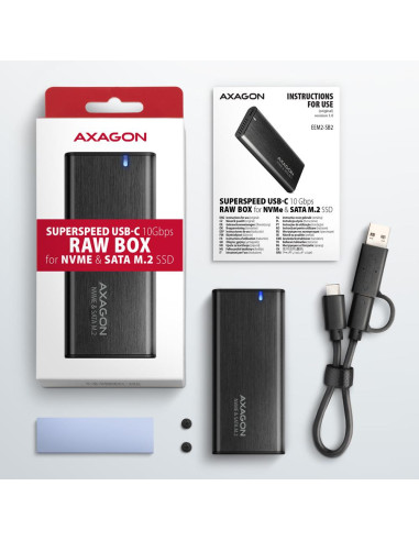 SSD ACC ENCLOSURE M.2 NVME/SATA USB-C EEM2-SB2 AXAGON