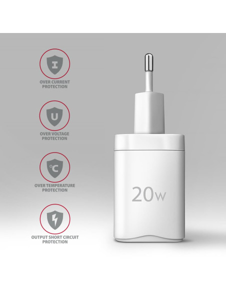 MOBILE CHARGER WALL USB-C 20W/1PORT WHITE ACU-PD20W AXAGON