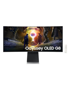 Monitor, SAMSUNG, 34", Gaming/Smart/Curved/21 : 9, Panel OLED, 3440x1440, 21:9, 175Hz, 0.03 ms, Speakers, Swivel, Height adjust