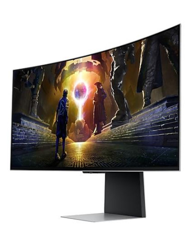 Monitor, SAMSUNG, 34", Gaming/Smart/Curved/21 : 9, Panel OLED, 3440x1440, 21:9, 175Hz, 0.03 ms, Speakers, Swivel, Height adjust