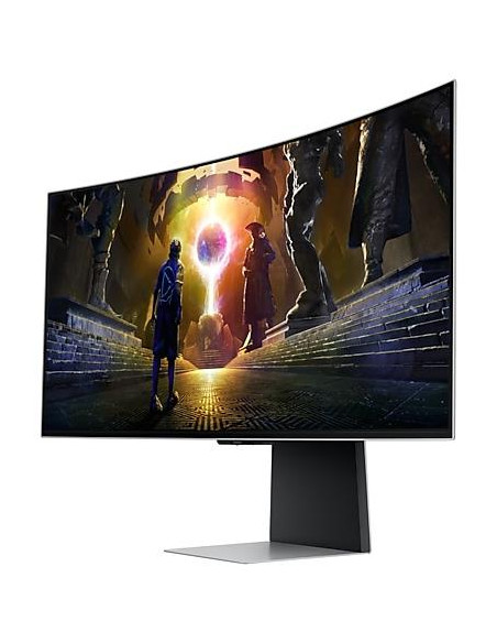 Monitor, SAMSUNG, 34", Gaming/Smart/Curved/21 : 9, Panel OLED, 3440x1440, 21:9, 175Hz, 0.03 ms, Speakers, Swivel, Height adjust