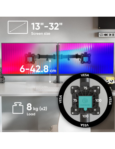 MONITOR ACC DESK MOUNT/13-32" BLACK D221E-B ONKRON