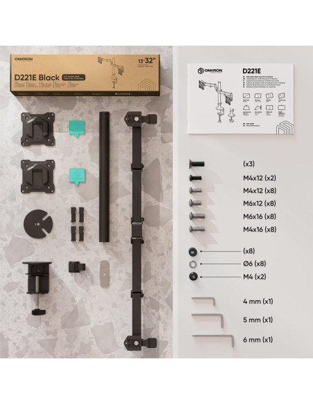 MONITOR ACC DESK MOUNT/13-32" BLACK D221E-B ONKRON