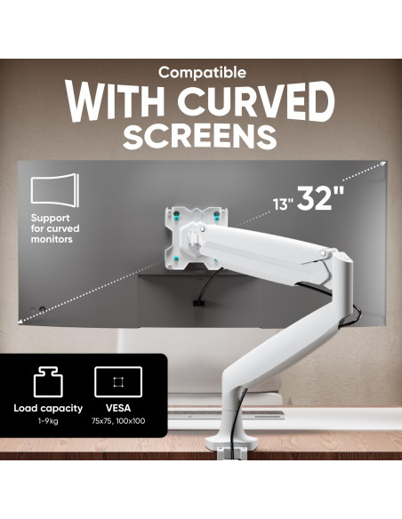 MONITOR ACC DESK MOUNT/13-32" WHITE G100-W ONKRON