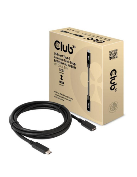 CABLE USB-C TO USB-C 2M/M/F CAC-1529 CLUB3D