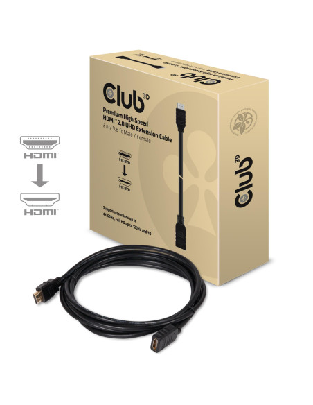 CABLE HDMI TO HDMI 3M/M/F CAC-1321 CLUB3D