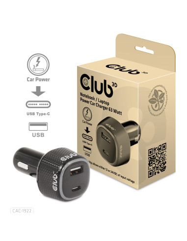 NB CHARGER CAR USB+USB-C/63W CAC-1922 CLUB3D