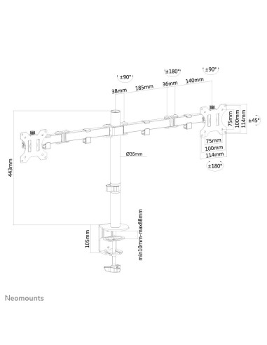 MONITOR ACC DESK MOUNT 10-32"/FPMA-D550DBLACK NEOMOUNTS