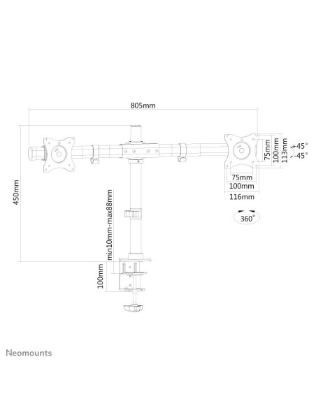 MONITOR ACC DESK MOUNT 10-27"/FPMA-DCB100DBLACK NEOMOUNTS