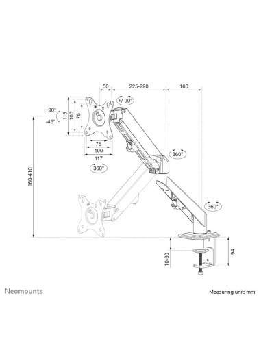 MONITOR ACC DESK MOUNT 17-27"/DS70-700BL1 NEOMOUNTS