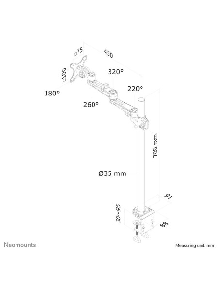 TV SET ACC DESK MOUNT SILVER/FPMA-D935POLE70 NEOMOUNTS