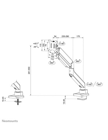 MONITOR ACC DESK MOUNT 17-49"/DS70PLUS-450WH1 NEOMOUNTS