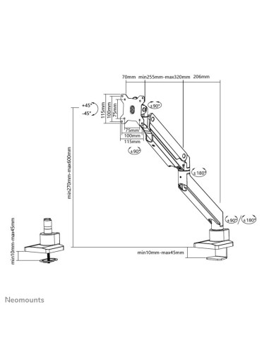 MONITOR ACC DESK MOUNT 10-49"/NM-D775WHITEPLUS NEOMOUNTS