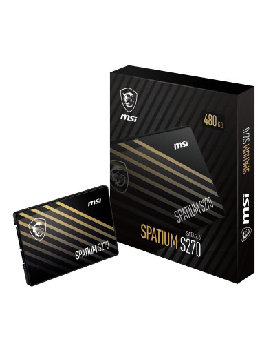 SSD, MSI, SPATIUM S270, 480GB, SATA, 3D NAND, Write speed 450 MBytes/sec, Read speed 500 MBytes/sec, 2,5", TBW 250 TB, MTBF 200