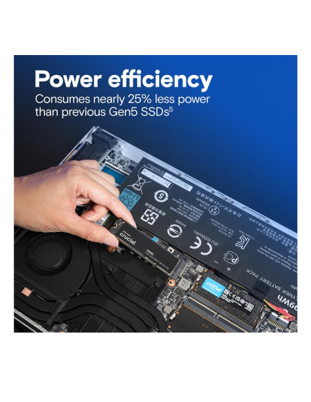 SSD, CRUCIAL, P510, 2TB, M.2, PCIe Gen5, NVMe, TLC, Write speed 8700 MBytes/sec, Read speed 10000 MBytes/sec, TBW 1200 TB, CT20