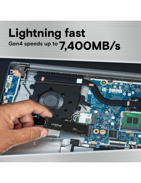 SSD, CRUCIAL, T500, 2TB, M.2, PCIe Gen4, NVMe, 3D NAND, Write speed 7000 MBytes/sec, Read speed 7400 MBytes/sec, TBW 1200 TB, C