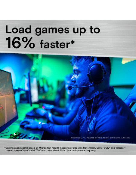 SSD, CRUCIAL, T500, 2TB, M.2, PCIe Gen4, NVMe, 3D NAND, Write speed 7000 MBytes/sec, Read speed 7400 MBytes/sec, TBW 1200 TB, C