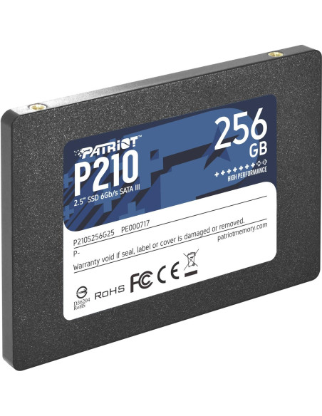 SSD, PATRIOT, P210, 256 GB, Serial ATA III, Write speed 400 MB/s, Read speed 500 MB/s, Hanging box, 2.5", P210S256G25
