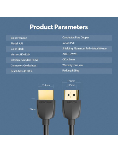 CABLE HDMI 2M/BLACK AAIBH VENTION