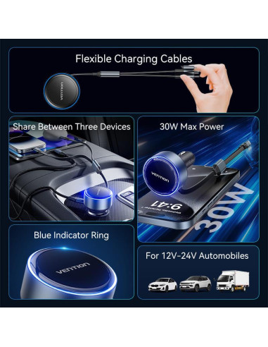 MOBILE CHARGER CAR USB/3P BLACK FFOB0 VENTION