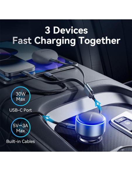 MOBILE CHARGER CAR USB/3P BLACK FFOB0 VENTION