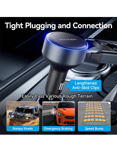 MOBILE CHARGER CAR USB/3P BLACK FFOB0 VENTION