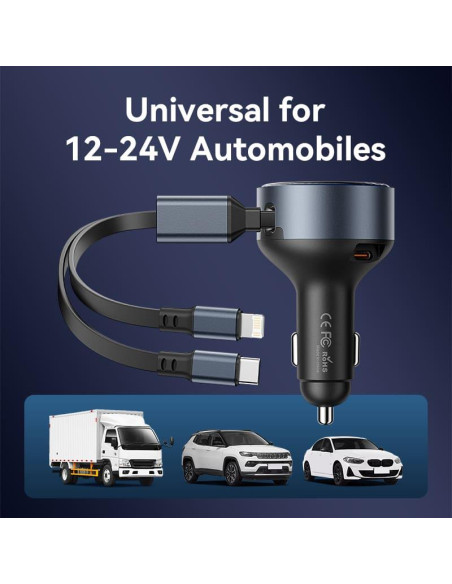 MOBILE CHARGER CAR USB/3P BLACK FFOB0 VENTION