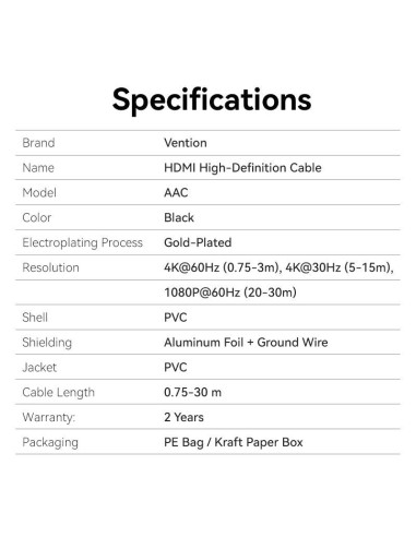 CABLE HDMI 15M/BLACK AACBN VENTION