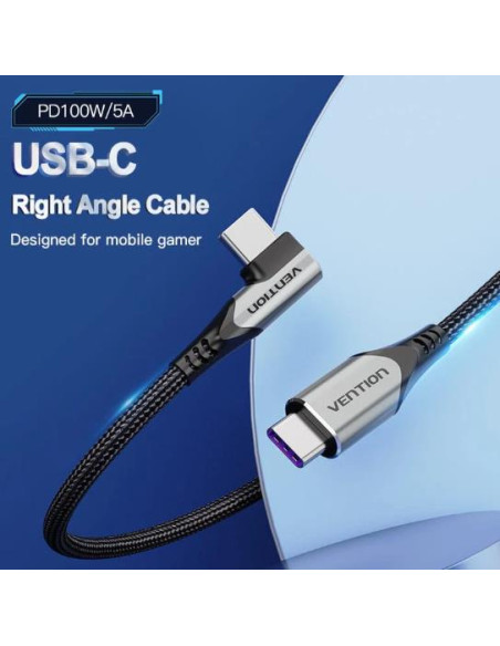 CABLE USB-C TO USB-C R.ANGLE/1M GRAY TAKHF VENTION