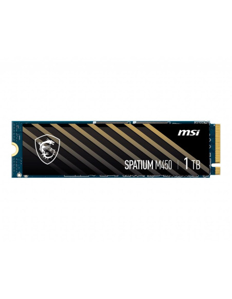 SSD, MSI, SPATIUM M450, 1TB, M.2, PCIe Gen4, NVMe, 3D NAND, Write speed 2400 MBytes/sec, Read speed 3400 MBytes/sec, 2.15mm, TB