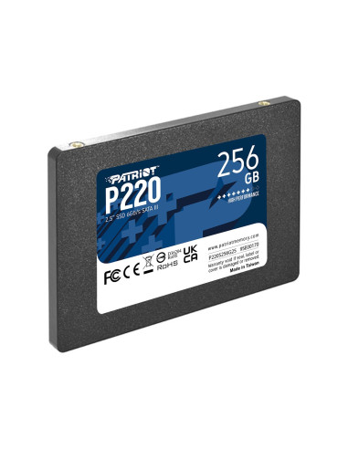 SSD, PATRIOT, P220, 256GB, SATA, Write speed 490 MBytes/sec, Read speed 550 MBytes/sec, 2,5", TBW 120 TB, P220S256G25
