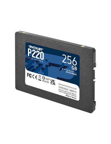 SSD, PATRIOT, P220, 256GB, SATA, Write speed 490 MBytes/sec, Read speed 550 MBytes/sec, 2,5", TBW 120 TB, P220S256G25