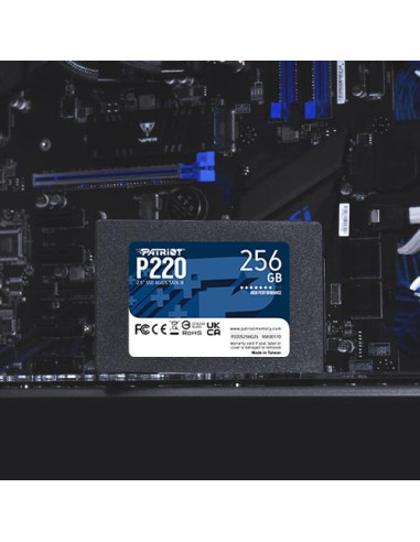 SSD, PATRIOT, P220, 256GB, SATA, Write speed 490 MBytes/sec, Read speed 550 MBytes/sec, 2,5", TBW 120 TB, P220S256G25