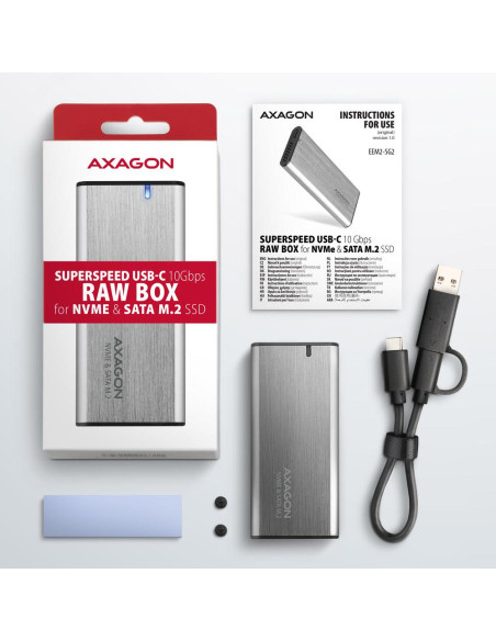 SSD ACC ENCLOSURE M.2 NVME/SATA USB-C EEM2-SG2 AXAGON