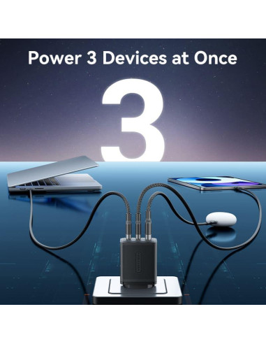 MOBILE CHARGER WALL 65W USB/3P BLACK FERB0-EU VENTION