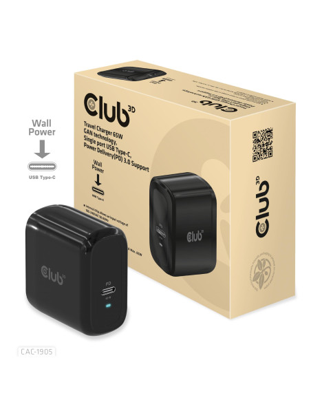 MOBILE TRAVEL CHARGER USB-C/PPS 65W CAC-1905EU CLUB3D