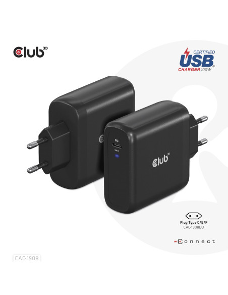 MOBILE TRAVEL CHARGER USB-C/100W CAC-1908EU CLUB3D