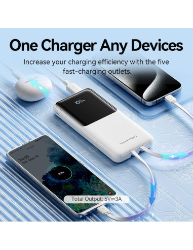 POWER BANK USB 10000MAH 22.5W/WHITE FHOW0 VENTION