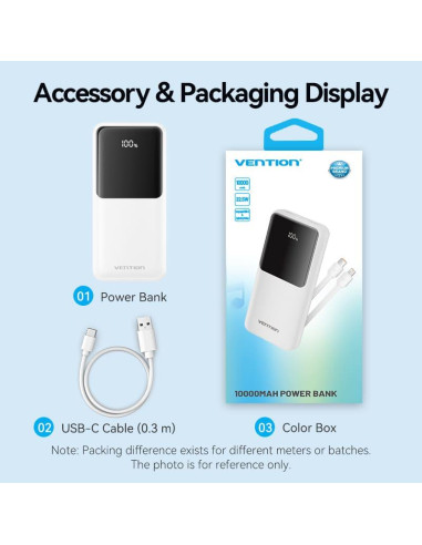 POWER BANK USB 10000MAH 22.5W/WHITE FHOW0 VENTION