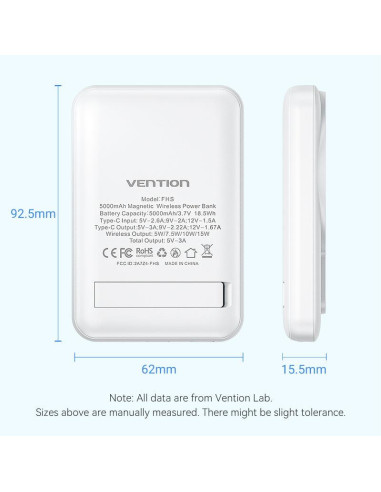 POWER BANK USB 5000MAH 20W/PINK FHSP0 VENTION