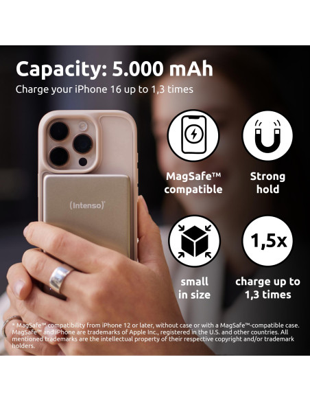 POWER BANK USB 5000MAH MAG/CHAMPAGNE 7344021 INTENSO