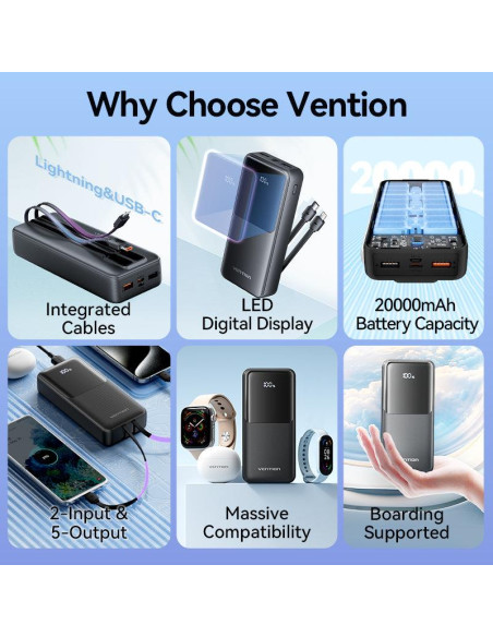 POWER BANK USB 20000MAH 22.5W/BLACK FHPB0 VENTION
