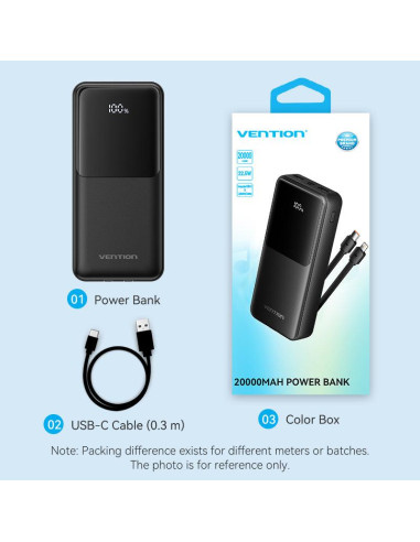 POWER BANK USB 20000MAH 22.5W/BLACK FHPB0 VENTION