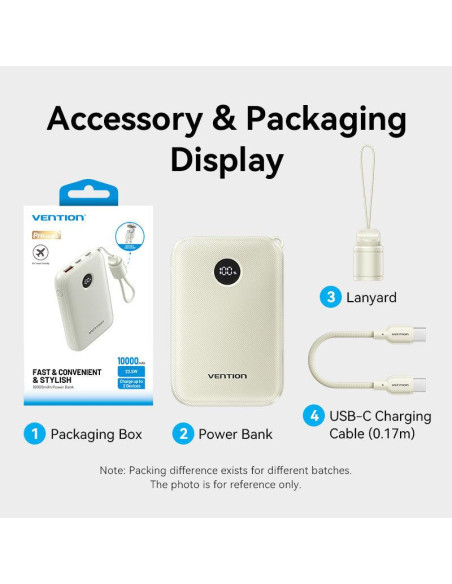 POWER BANK USB 10000MAH 22.5W/BLACK FKAB0-C VENTION