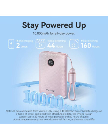 POWER BANK USB 10000MAH 22.5W/PINK FKAP0-C VENTION