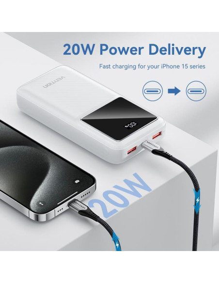 POWER BANK USB 20000MAH 22.5W/WHITE FHLW0 VENTION