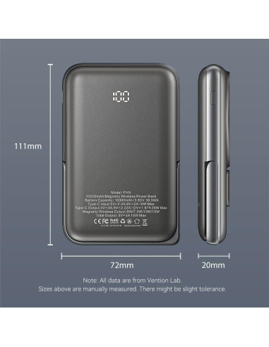 POWER BANK WRL 10000MAH 20W/MAGNETIC BLACK FHNB0 VENTION