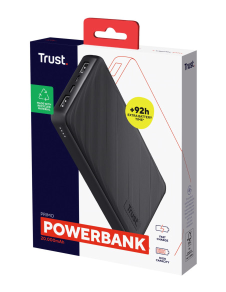 POWER BANK USB 20000MAH/PRIMO ECO BLACK 24676 TRUST